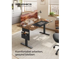 Songmics Elektra reguliuojamo aukščio rašomasis stalas, 70 x 160 x 72–120 cm, rudas