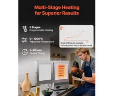 Koduva Elektrinė lydymo krosnis VEVOR KD-Z6651B, 1650 W, iki 1200 °C, nerūdijantis plienas, 54 x 41 x 35 cm