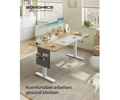 Koduva Elektrinis reguliuojamo aukščio rašomasis stalas, 70 x 160 x 72–120 cm, pastelinis geltonas, baltas