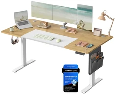 Koduva Elektrinis reguliuojamo aukščio rašomasis stalas, 70 x 160 x 72–120 cm, pastelinis geltonas, baltas