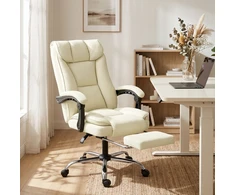 Koduva Ergonomiška biuro kėdė su kojų atrama, dirbtinė oda, smėlinė+juoda, 120 kg
