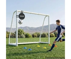 Koduva Futbolo vartai VEVOR, PVC, balti, 244 x 182 cm, su tinklu, taikiniu ir kūgeliais
