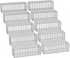Koduva Gabionų krepšių rinkinys, 10 vnt., 100 x 30 x 30 cm, cinkuotas plienas, sidabrinis