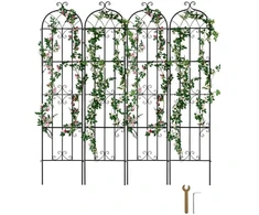 VEVOR Gėlių grotelės vijokliniams augalams, metalinės, juodos, 51 x 220 cm, 4 vnt.