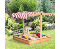 Koduva Geltona smėlio dėžė su reguliuojamu stogeliu, 107,5 x 107,5 x 110 cm, medinė