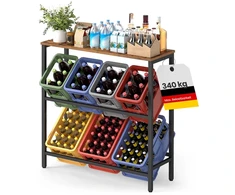 Songmics Gėrimų dėžių stelažas, 2 lentynos, 6 dėžėms, plieno, 40 x 105,4 x 117,3 cm