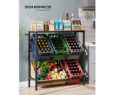 Songmics Gėrimų dėžių stelažas, 2 lentynos, 6 dėžėms, plieno, 40 x 105,4 x 117,3 cm