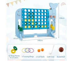 Koduva Giant 4-to-Score Game Set jumbo 4-in-1 žaidimų rinkinys su žiedų mėtymu, mėlynas