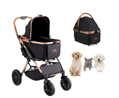 Koduva Gyvūnų vežimėlis VEVOR G10A, 4 ratų, juodas, iki 30 kg, 52 x 27 x 64 cm
