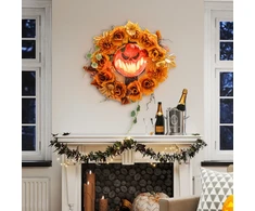 Koduva Halloween vainikas su moliūgo dizainu, oranžinis, 44 x 9 x 44 cm, plastikas
