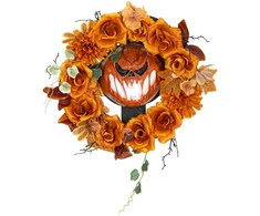 Koduva Halloween vainikas su moliūgo dizainu, oranžinis, 44 x 9 x 44 cm, plastikas