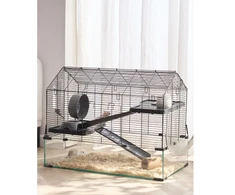 VEVOR Hamsterio narvas, stiklas ir geležies tinklelis, juodas, 75 x 44 x 61 cm