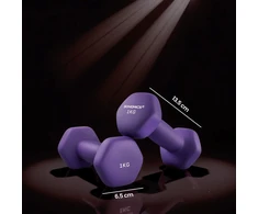 Koduva Hanteliai, 2 vnt. rinkinys, 2 x 1kg, ketaus su neopreno danga, violetiniai