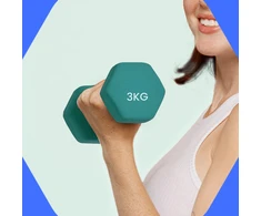 Koduva Hanteliai, 2 vnt. rinkinys, 2 x 3kg, mėlyni, ketaus su neopreno danga, 20 x 9 cm