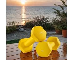 Koduva Hantelių rinkinys, 2 vnt., 2 x 1kg, geltonas, ketaus su neopreno danga