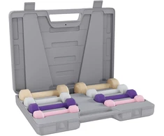 Koduva Hantelių rinkinys, 4 poros, 0,5–2kg, ketaus, su dėklu, rožinė / violetinė / pilka / kavos spalvos