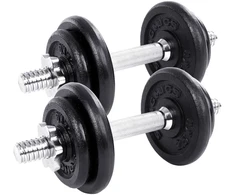 Songmics Hantelių rinkinys iš ketaus, 20 kg, 2 dalių, juodas, su jungiamuoju strypu
