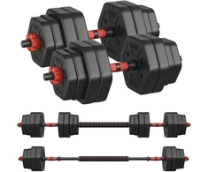 Koduva Hantelių rinkinys su jungiamuoju strypu, 40 kg, juodas, plienas ir plastikas