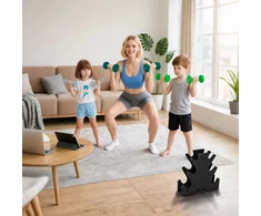 Sofa Koduva Hantelių rinkinys su laikymo stovu, 6 vnt., 2 x 1kg, 2 x 3kg, 2 x 5kg, pilka / žalia / turkio