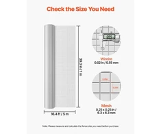 VEVOR Hardware cloth tvora, 6,3 mm, 1 x 5 m, 0,55 mm, sidabrinė