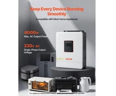 Koduva Hibridinis saulės inverteris VEVOR GD5548JMH, 4000 W, 24 V DC į 230 V AC, baltas