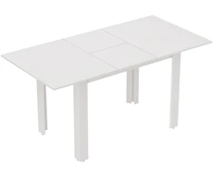 Koduva Išskleidžiamas valgomojo stalas, 120-160 x 80 cm, blizgiai balta, MDF