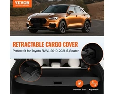 VEVOR Ištraukiama bagažinės uždanga Toyota RAV4 2019-2025 5 vietų, juoda, 121 x 21 x 5 cm