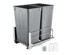 Koduva Ištraukiama šiukšliadėžė VEVOR, 2 x 47,3 l, pilka, 56 x 36 x 59 cm