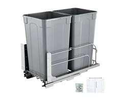 Koduva Ištraukiama šiukšliadėžė VEVOR, 2 x 25,5 l, pilka, 56 x 29 x 49 cm