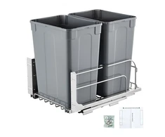 Koduva Ištraukiama šiukšliadėžė VEVOR, 35 QT x2, dviguba, po stalviršiu, su minkštu uždarymu, pilka