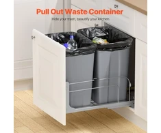Koduva Ištraukiama šiukšliadėžė VEVOR, 35 QT x2, dviguba, po stalviršiu, su minkštu uždarymu, pilka