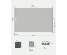 Songmics Ištraukiama šoninė markizė balkonui, 160 x 350 cm, šviesiai pilka