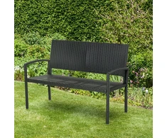 Koduva Juodas dvivietis plieno ir poliratano sodo suoliukas, 122 × 60 × 85 cm
