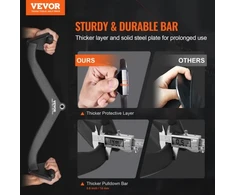 VEVOR Kabelinio treniruoklio rankena LAT pulldown, juoda, 65 x 17 x 19 cm