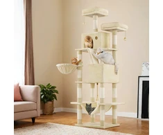 Koduva Kačių draskyklė 206 cm, su 13 draskymo stulpų, 2 platformomis, 2 urveliais, smėlio spalvos
