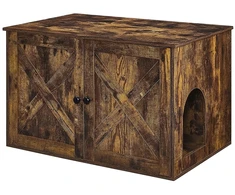Songmics Kačių kraiko dėžės spintelė, medžio drožlių plokštė, 80 x 53 x 49,2 cm, vintažinė ruda-juoda