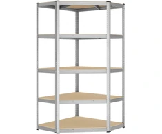 Koduva Kampinė lentyna, 5 lentynų, 70 x 70 x 180 cm, plienas ir MDF, sidabro, natūraliai smėlinė