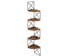 Koduva Kampinė lentyna, tvirtinama prie sienos, 5 lentynų, 20 x 20 x 127,5 cm, ruda-juoda