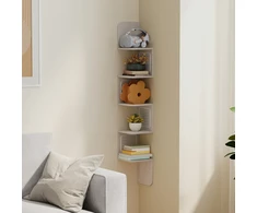 Koduva Kampinė sieninė lentyna, 5 aukštų, 20 x 20 x 126 cm, oatmeal beige