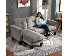 Koduva Kampinė sofa su keičiamu šezlongu, L formos, pilkai ruda, 186 x 130 x 84 cm