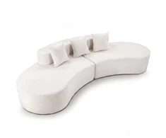 Koduva Kampinė sofa su lenkta forma, velvetas, smėlio spalvos, 306 x 132 x 63 cm, su 3 pagalvėmis