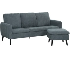 Koduva Kampinė sofa su pufu, 3 vietų, tamsiai pilka