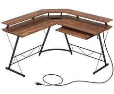 Koduva Kampinis stalas su USB ir lizdu Rustic Brown