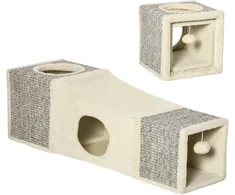 Koduva Katilų tunelis su 2 kačių nameliais, braun, beige, 98 x 30 x 30 cm