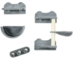 Koduva Katzen kletterwand set kačių sieninis laipiojimo rinkinys, 4 dalių, pilkas, su hamaku, draskymo lenta ir šuolių platformomis