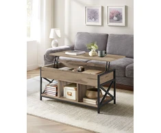 Songmics Kavos staliukas, reguliuojamo aukščio, 50 x 100 x 46,5–62 cm, kupranugario rudos ir juodos spalvos