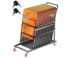 Koduva Kėdžių vežimėlis VEVOR VV44, 25 kėdėms, 136 kg, matinė juoda, 108 x 54 x 108 cm