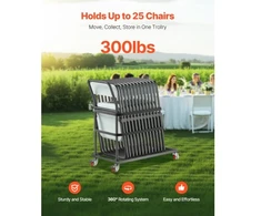Koduva Kėdžių vežimėlis VEVOR VV44, 25 kėdėms, 136 kg, matinė juoda, 108 x 54 x 108 cm
