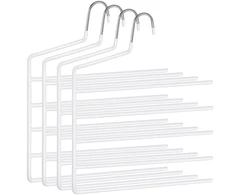 Koduva Kelnių pakabos, 4 vnt. rinkinys, po 5 kelnes vienai pakabai, metalas su PVC danga, baltos