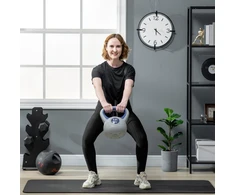 Virdulys Koduva Kettlebell svarmuo, 12 kg, plokščias pagrindas, plati rankena, plastiko danga, mėlynas, 24 x 17 x 28 cm